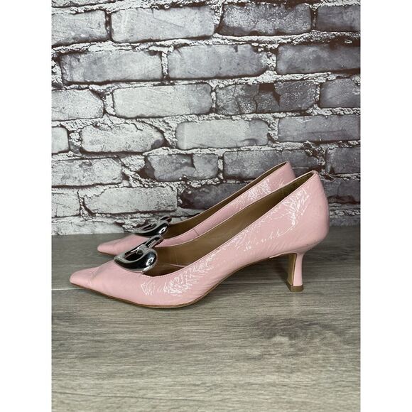 Anthropologie Maeve Heart Pink Patent Pink Valentines Love Pump Heels Women 41EU - Picture 1 of 16